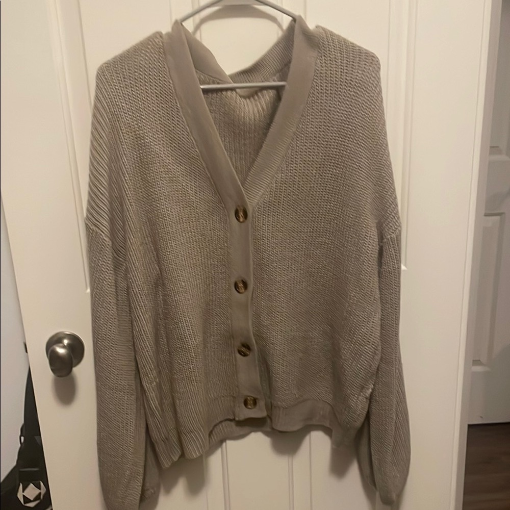 SHEIN Tan Chunky Knit Cardigan Sweater